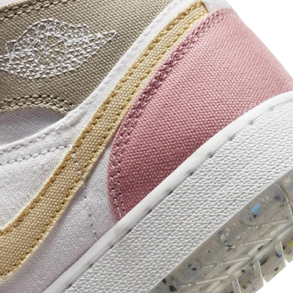 Nike Air Jordan 1 Mid SE GS Pastel Grind DJ0338-100 Pink‎ Green White Yellow 7Y